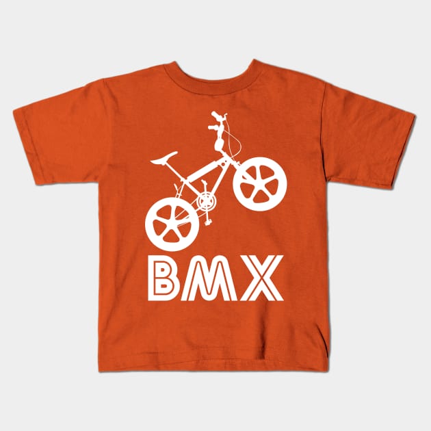 BMX Silhouette (White) Kids T-Shirt by Paulychilds